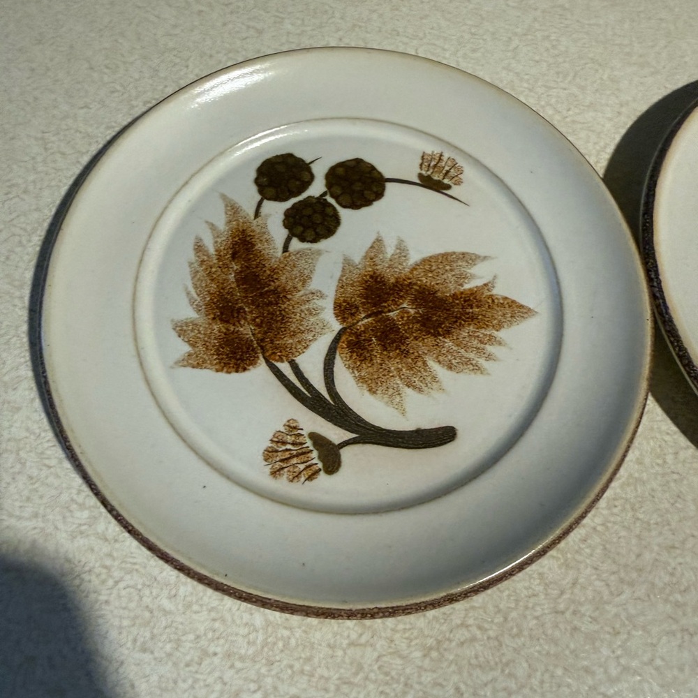 Vintage Denby Made in England Floral Stoneware Salad/Dessert Plates. Set of 2.